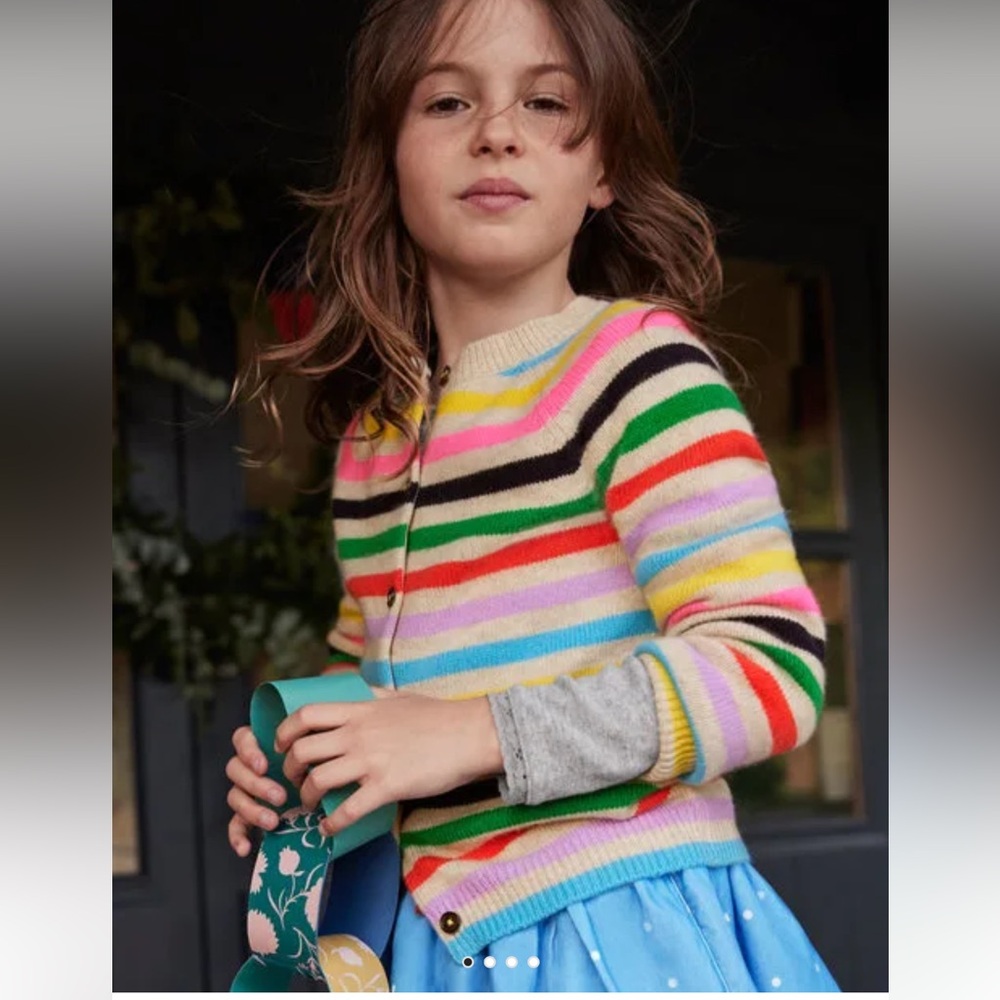 NWT Mini Boden multi stripe cashmere cardigan